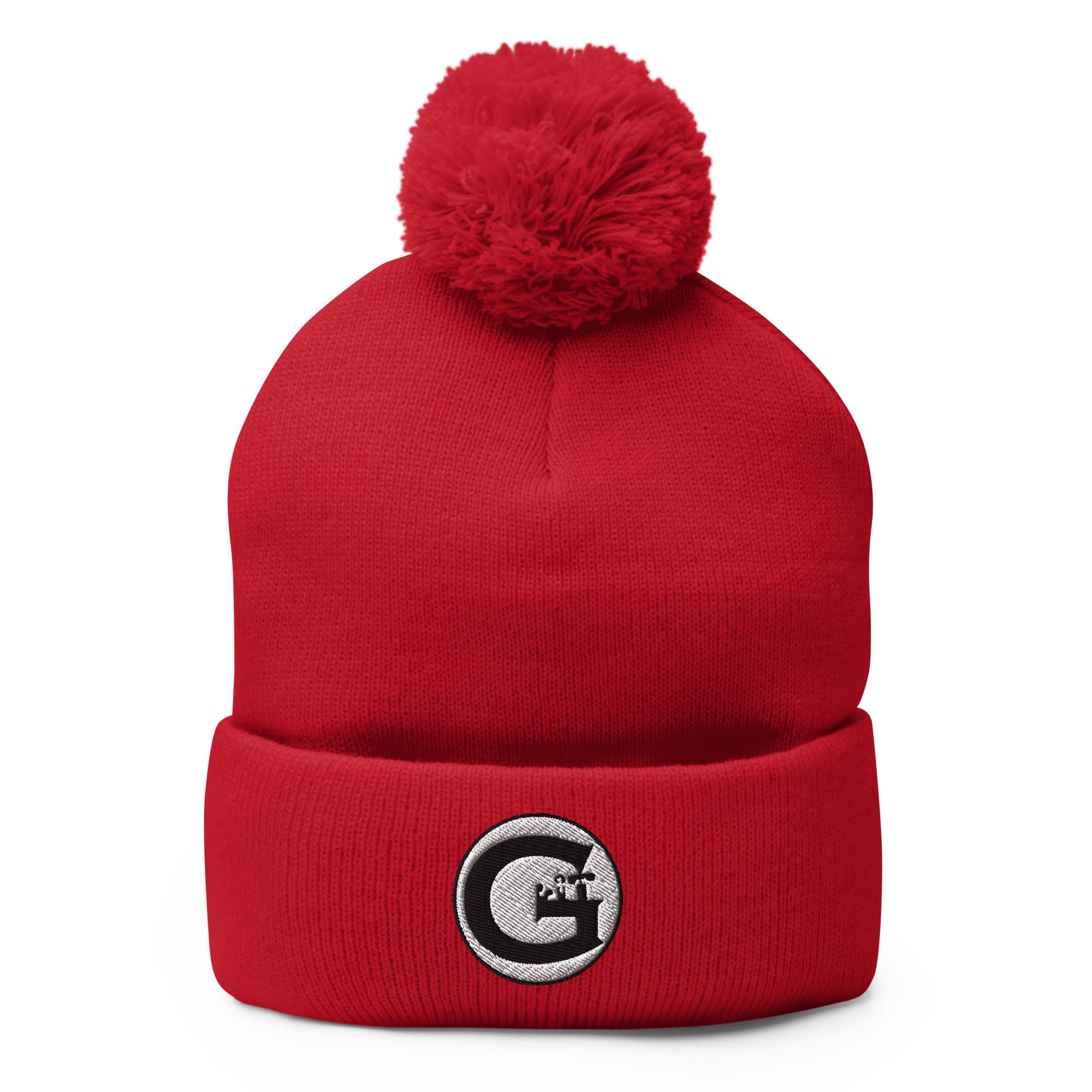 GRIT Embroidered Pom Beanie